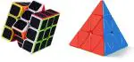 Grest Cube Combos of High Speed 3x3x3 Triangle Pyramid & Neon Carbon Fiber Black High Stability Magic Puzzle Cubes