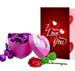 Midiron Beautiful Romantic Gift For Couple|Valentine's Day Gift for Wife/Girlfriend|Birthday Gifts For Lover|Rose Day, Promise Day, Purpose Day Gift-Handmade Chocolates, Love Card & Artificial Rose
