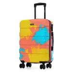 Nasher Miles Jet Set Go Real Hard-Sided Printed Cabin Luggage Peach Yellow 55cm Trolley Bag