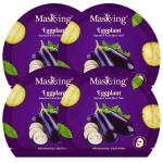 MasKing Superfood Eggplant Sheet Mask for Skin Brightening, Hydrating for Women & Men, Pack of 4