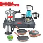Prestige Kitchen Family Pack set 6 Pcs(Gas Stove, Mixer Grinder, Pressure Cooker, Cookware set 3 pcs, Kettle, Manual vegetable chopper)