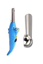 Blue Wonder Dolphine Shape Electric Gas Lighter With Steel Ice Cream Scoop and Multicolour, Pack of 2
