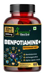 Humming Herbs Benfotiamine+ 600mg with Ashwagandha & Alpha Lipoic Acid - Antioxidant & Energy Support - Nutraceutical Supplement - 60 Capsules
