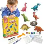 SAMVARDHAN DIY Gypsum Fridge Magnet Plaster Painting Kit for Kids, Mould and Paint Kits- Plaster Painting Art & Craft Set - (Dino)