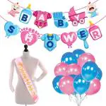 Zyozique Baby Shower Decorations Combo | Baby Shower Party Decorations Set - Included Baby Shower Banner, Balloons & Sash, Baby Shower Theme Party Favors (Pack Of 27)