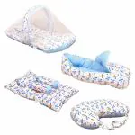 SafeChamp Lite Air Baby Feeding Pillow Bedding Set with Mosquito net and Sleeping Bag Combo (Pack - 3) (Orange)