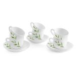 Cello Imperial King Cup & Saucer 130 Ml | Home And Kitchen Decor Items | Cups, Mugs And Saucer For Kitchen | Coffee Cup And Saucer Set | 6 Units | Bamboo Groove, Green