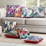SEJ by Nisha Gupta Cushion Covers 12 Inch x 12 Inch Set of 8 Pcs | Printed Polyester Cushions for Sofa | Decorative Cushion Pillow | Square Pillow Covers for Sofa Living Room