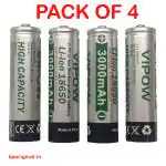 KP ORIGINAL BATTERY Vipow Rechargeable 18650 3000 mAh 3.7v Lithium ion Battery Pack of 4
