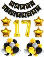 FANEX High Quality 7th Birthday Baby Girl or Boy Decoration Combo Foil curtain Pink, Number Foil Balloon and Gold and Pink Metallic Balloons Gold Star