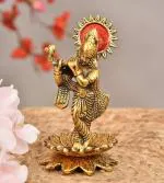 Roll over image to zoom in Denique Metal Golden Oxidized Kamal Krishna with Bansuri Car Decorative Diwali Home/Office Decoration & Gift Item