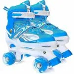 Jaspo Scud Adjustable Quad Roller Skates with LED Wheels Blue (Large)