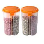 Moxstar Orange Plastic Food Storage Container For Kitchen, 1500 Ml (Pack Of 2)