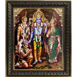 pujaNpujari Ram Darbar / Ram Family Gold Photo Frame for Wall Hangings and Pooja Room (L * H : 11.5 X 13.8 Inches) Religious Frame