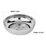 LIMETRO STEEL 6 Pcs Heavy Gauge Laser Print Stainless Steel Laser Halva Plates / Breakfast Plates / Serving Plates BF1 (Diameter : 17 cm , 6 Pieces)