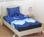 Homdazal Blue Abstract Cotton Flat 180 Tc Single Bedsheet With A Pillow Cover (Pack Of 2)