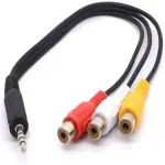 C & E TV-out Cable 3.5mm Stereo TRRS Male to 3 RCA Female Composite AV Cable Adapter 12cm (Black, For Home Theater, 0.12 m)