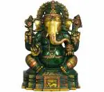 Idol Collections Multicolor Brass Ekdanta Ganesha, 11 Inch