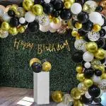 SPECIALYOU.IN DIY Gold, White and black balloon garland Decoration kit with Gold Happy Birthday Banner for Birthday party Decoration for Men and Women 1st, 2nd ,5th 18th, 25th birthday decoration kit with pack of 67 items.