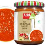 Add me Home Made Hot Schezwan Chutney Sauce 500 gm momos Chilli Garlic chatni Glass Pack