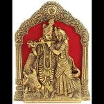 Sv Traders Antique Golden Finish Radha Krishna with Cow (Wall Hanging + Frame)