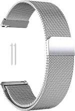 Black Lovies Silver Stainless Steel Smart Watch Strap For Garmin Vivo Active 3, Move