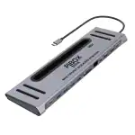 Pibox India, 12 in 1 USB-C Docking station MST Heat Vents 2*HDMI 4K, 2*USB-C, 4*USB 3.0, Gigabit port, SD/TF Card Readers and 3.5mm Audio for MacBook/Pro/Air, iPad Pro, Laptops, Mobile Phones(Platinum)