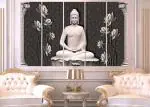 KYARA ARTS Multiple Frames Beautiful buddha Wall Painting for Living Room Home decor, Bedroom, Office, Hotels, Drawing Room Wooden Framed Digital Painting (50inch x 30inch)93