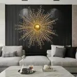 ZOVE Metal Wall Decor Luxury Sun Design Perfect for Living Room/Hotel/Restaurant/Bedroom/Drawing Room ( Golden) ( Size : 30 x 30 INCH )
