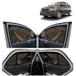 Kingsway Car Magnetic Sun Shades Curtains for Toyota Innova, Model Year : 2004 - 2012, Half Cut in Front Window with Rear Windshield, Color : Black, Cotton Mesh, Complete Set of 7 Piece