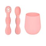 ZoZoBaa Non Slip Pink Silicone Drinking Cup With Spoon Set - 55 ml
