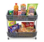 SHRAVI Vegetable Rack&Fruit Rack Stackable Storage Cart With Steel Pipe (Grey, 2 Layer)
