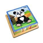 Mini Leaves Multicolor Wooden 3D Jigsaw Puzzle Cube Block Animals 6 Sides With 6 Animal With Storage Tray Kids 3 Plus Years (Pieces Of 9)