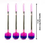 Mast Toilet Cleaning Brush Round with Extra Long Steel Handle - Pack of 4 (Color : Pink)