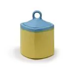 The Himalayan Goods Company Yellow Ceramic Square Floral Design Jar Pickle Spice Sugar Salt Food Storage Container, 800 Ml