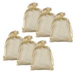 Kuber Industries Potli | Jari Silk Wedding Potli | Drawstring Closure Potli | Wallet Potli | Christmas Gift Potli | Baby Shower Potli | Traditional Shagun Potli | 7x9 Inch | Medium | Pack of 6 | Cream