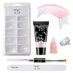 Enokii Poly Nail Extension Gel Kit for Builder Gel UV Nail Art Kit Extension Set (1 Polygel Tube, 100 Clear Nails+1 Buffer+2 Dual Ended Spatula+Nail Art Brush & Poly Nail Clips+Mini UV Lamp) (PINK)