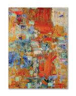 Tamatina Multicolor Jasper Johns Map Abstract Art Canvas Painting - 24X18 Inch