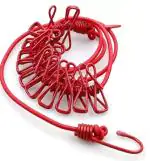 QinPin Cloth Drying Rope with Hooks 12 Pcs Clips Adjustable Portable Laundry Washing(Pack of 1)