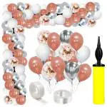 Zyozique Rose Gold Balloon Arch Kit, Balloon Garland Rose Gold White Silver Mettalic Balloons with Rose Gold Confetti Balloon for Girl Women Birthday Wedding Party Decoration(Pack Of 78)