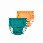 Chinmay Kids Combo of Baby Swim Diaper Waterproof Reusable Leakproof Adjustable Infant Pool Pant Boys Girls Swimsuit, Age Group - (4 months - 3 Years) (Pack of 2, Green- Orange)