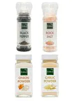 Herbkraft Fresh and Natural Herbs Black Pepper, Rock Salt, Onion Powder, Garlic Powder Masala Spices