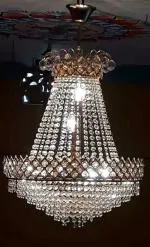 SHRI MAHAL ANTIQUES Round LED Crystal Big size Jhoomar Incandescent Chandelier Light for Living Room