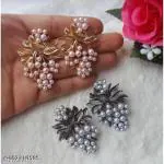 BUTTERCAP TRADERS PRIVATE LIMITED Drop Pearl Combo of 1 Golden & 1 Black Earrings