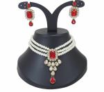 Gyaan Jewels Handmade Alloy Earring and Necklace Set Red (Women, Girls) Free Size