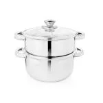 Fableart Stainless Steel Induction 2 Tier Steamer Set with Glass Lid 2.5 L