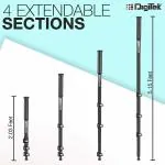 Digitek (DMP 60N) Professional Monopod with 4 Extendable Sections & Dual Mount Thread Adapter (1/4inch and 3/8inch), Load Upto: 5 kgs, Max. Operating Height: 157 CM (Black)