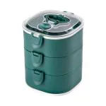 KARTUNBOX Lunch Box Plastic Food Container with Handle Tiffin for Girls Boys School, Reusable Lunch Box for Office, Round (3 Layer_Lock)