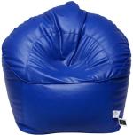 THREADVIBELIVING Blue Leather Jumbo Chair Bean Bag With Beans Blue Bean Bag Sofa With Bean Filling (XXXL)