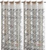 JARS Collections Set of 2 Net Sheer Cream Circle Design Window Curtains(4x6 ft)